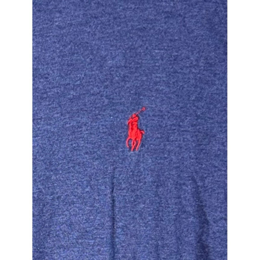 Polo Ralph Lauren Mens XXL Long Sleeve T-Shirt Heather Blue Red Pony Logo Cotton